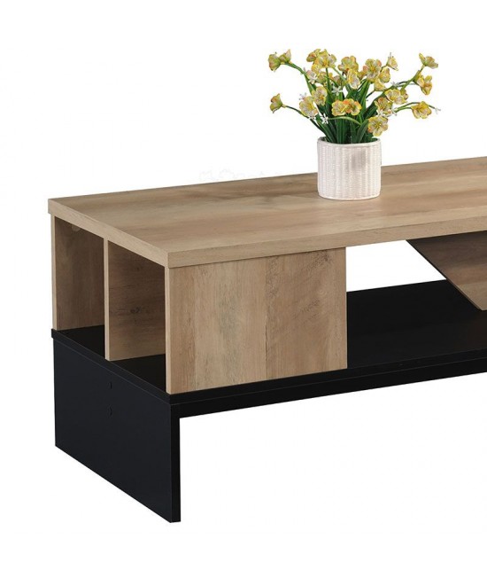 Τραπέζι σαλονιού Naya pakoworld φυσικό-ανθρακί 93x46x43εκ Τραπέζι σαλονιού Naya pakoworld φυσικό-ανθρακί 93x46x43εκ