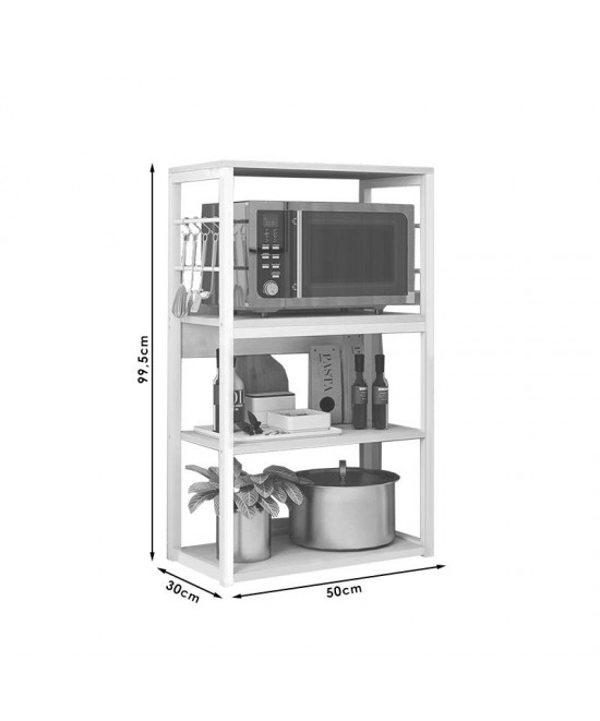 Ραφιέρα επιδαπέδια Wille pakoworld μέταλλο λευκό-φυσικό 50x35x99.5εκ