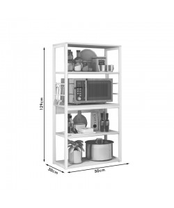 Ραφιέρα επιδαπέδια Tace pakoworld μέταλλο λευκό-φυσικό 50x30x129εκ