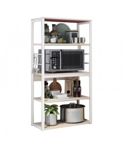 Ραφιέρα επιδαπέδια Tace pakoworld μέταλλο λευκό-φυσικό 50x30x129εκ