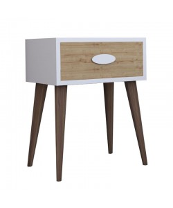 Κομοδίνο Laber pakoworld με ένα συρτάρι καρυδί-λευκό-sonoma 45x30x57.5εκ