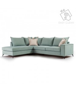 Γωνιακός καναπές δεξιά γωνία Romantic pakoworld ύφασμα Ciel-Cream 290x235x95εκ