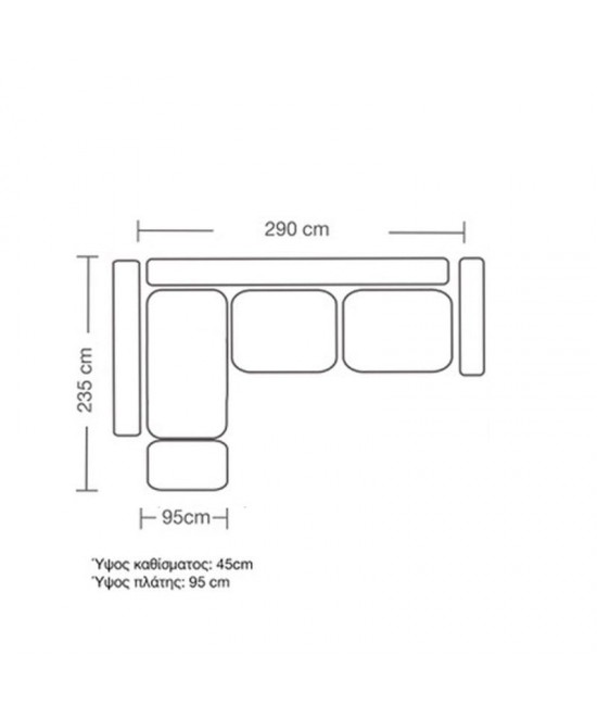 Γωνιακός καναπές δεξιά γωνία Luxury II pakoworld ύφασμα κυπαρισσί-ανθρακί 290x235x95εκ