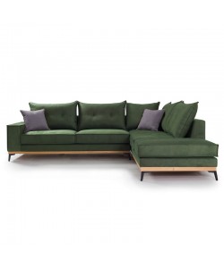 Γωνιακός καναπές αριστερή γωνία Luxury II pakoworld ύφασμα κυπαρισσί-ανθρακί 290x235x95εκ