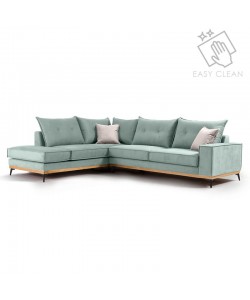 Γωνιακός καναπές δεξιά γωνία Luxury II pakoworld ύφασμα ciel-cream 290x235x95εκ