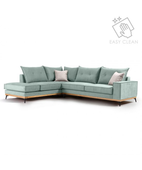 Γωνιακός καναπές δεξιά γωνία Luxury II pakoworld ύφασμα ciel-cream 290x235x95εκ Γωνιακός καναπές δεξιά γωνία Luxury II pakoworld ύφασμα ciel-cream 290x235x95εκ