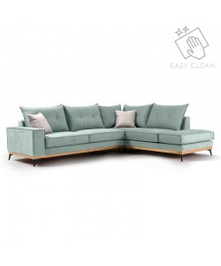 Γωνιακός καναπές αριστερή γωνία Luxury II pakoworld ύφασμα ciel-cream 290x235x95εκ