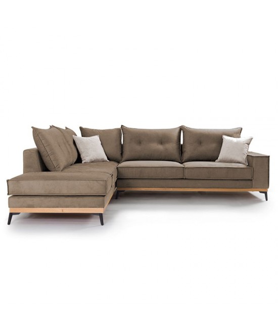 Γωνιακός καναπές δεξιά γωνία Luxury II pakoworld ύφασμα mocha-cream 290x235x95εκ Γωνιακός καναπές δεξιά γωνία Luxury II pakoworld ύφασμα mocha-cream 290x235x95εκ