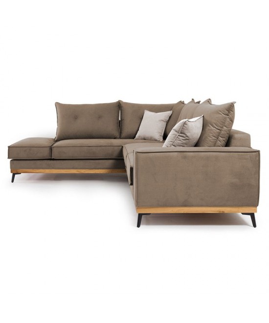 Γωνιακός καναπές δεξιά γωνία Luxury II pakoworld ύφασμα mocha-cream 290x235x95εκ Γωνιακός καναπές δεξιά γωνία Luxury II pakoworld ύφασμα mocha-cream 290x235x95εκ