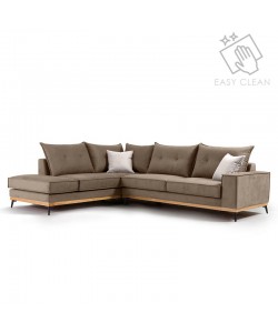 Γωνιακός καναπές δεξιά γωνία Luxury II pakoworld ύφασμα mocha-cream 290x235x95εκ