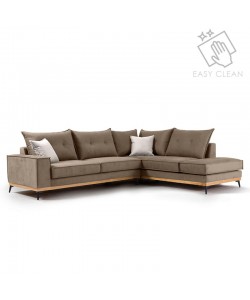 Γωνιακός καναπές αριστερή γωνία Luxury II pakoworld ύφασμα mocha-cream 290x235x95εκ