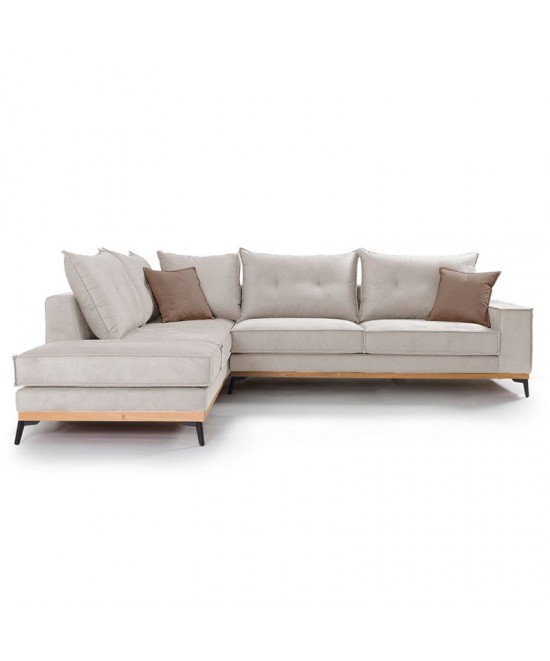Γωνιακός καναπές δεξιά γωνία Luxury II pakoworld ύφασμα cream-mocha 290x235x95εκ Γωνιακός καναπές δεξιά γωνία Luxury II pakoworld ύφασμα cream-mocha 290x235x95εκ