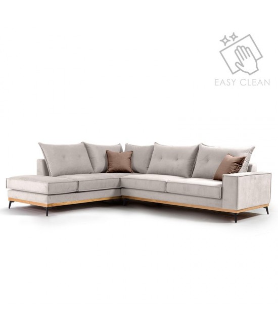 Γωνιακός καναπές δεξιά γωνία Luxury II pakoworld ύφασμα cream-mocha 290x235x95εκ Γωνιακός καναπές δεξιά γωνία Luxury II pakoworld ύφασμα cream-mocha 290x235x95εκ