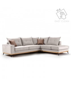 Γωνιακός καναπές αριστερή γωνία Luxury II pakoworld ύφασμα cream-mocha 290x235x95εκ