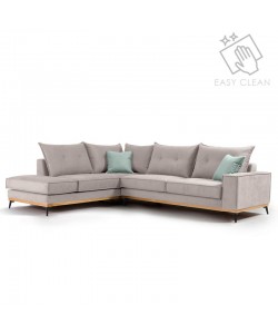 Γωνιακός καναπές δεξιά γωνία Luxury II pakoworld ύφασμα elephant-ciel 290x235x95εκ