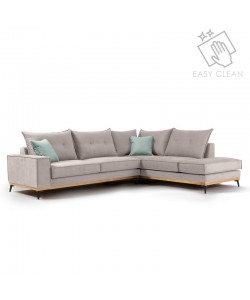 Γωνιακός καναπές αριστερή γωνία Luxury II pakoworld ύφασμα elephant-ciel 290x235x95εκ