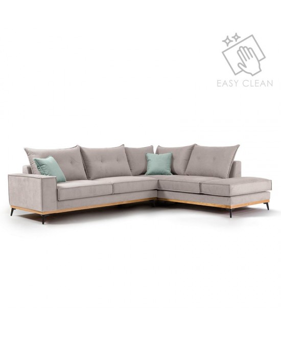Γωνιακός καναπές αριστερή γωνία Luxury II pakoworld ύφασμα elephant-ciel 290x235x95εκ Γωνιακός καναπές αριστερή γωνία Luxury II pakoworld ύφασμα elephant-ciel 290x235x95εκ