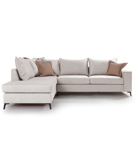 Γωνιακός καναπές δεξιά γωνία Romantic pakoworld ύφασμα cream-mocha 290x235x95εκ Γωνιακός καναπές δεξιά γωνία Romantic pakoworld ύφασμα cream-mocha 290x235x95εκ