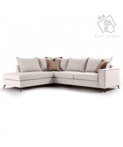 Γωνιακός καναπές δεξιά γωνία Romantic pakoworld ύφασμα cream-mocha 290x235x95εκ