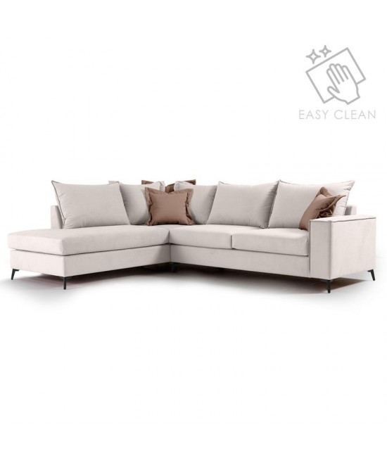 Γωνιακός καναπές δεξιά γωνία Romantic pakoworld ύφασμα cream-mocha 290x235x95εκ Γωνιακός καναπές δεξιά γωνία Romantic pakoworld ύφασμα cream-mocha 290x235x95εκ