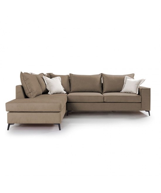 Γωνιακός καναπές δεξιά γωνία Romantic pakoworld ύφασμα mocha-cream 290x235x95εκ Γωνιακός καναπές δεξιά γωνία Romantic pakoworld ύφασμα mocha-cream 290x235x95εκ