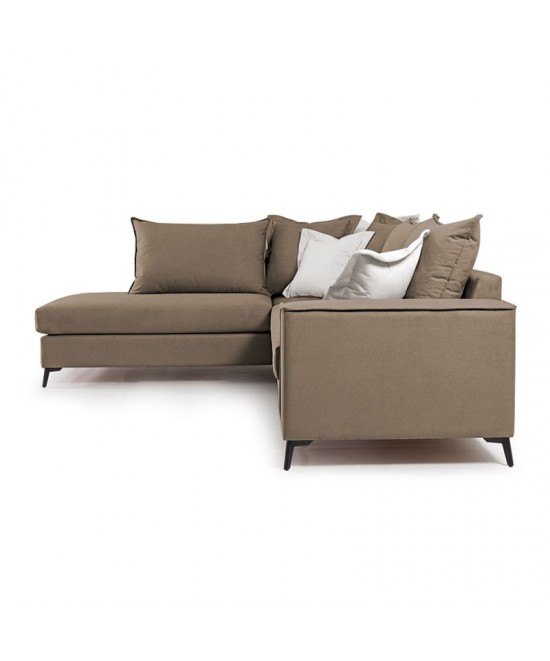 Γωνιακός καναπές δεξιά γωνία Romantic pakoworld ύφασμα mocha-cream 290x235x95εκ Γωνιακός καναπές δεξιά γωνία Romantic pakoworld ύφασμα mocha-cream 290x235x95εκ