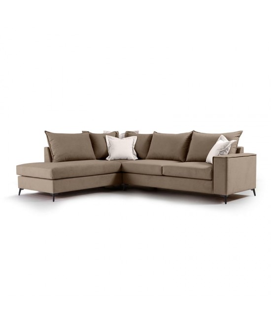 Γωνιακός καναπές δεξιά γωνία Romantic pakoworld ύφασμα mocha-cream 290x235x95εκ Γωνιακός καναπές δεξιά γωνία Romantic pakoworld ύφασμα mocha-cream 290x235x95εκ