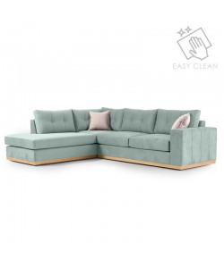 Γωνιακός καναπές δεξιά γωνία Boston pakoworld ύφασμα ciel-cream 280x225x90εκ