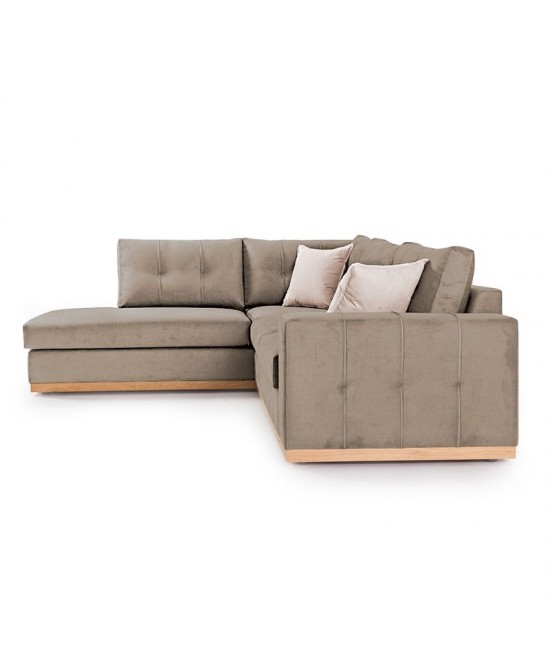 Γωνιακός καναπές δεξιά γωνία Boston pakoworld ύφασμα mocha-cream 280x225x90εκ Γωνιακός καναπές δεξιά γωνία Boston pakoworld ύφασμα mocha-cream 280x225x90εκ