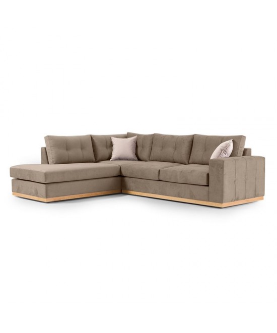 Γωνιακός καναπές δεξιά γωνία Boston pakoworld ύφασμα mocha-cream 280x225x90εκ Γωνιακός καναπές δεξιά γωνία Boston pakoworld ύφασμα mocha-cream 280x225x90εκ