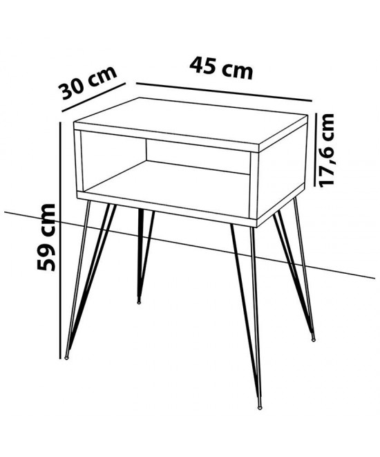 Κομοδίνο Naida pakoworld γκρι-μπεζ-μαύρο 45x30x59εκ