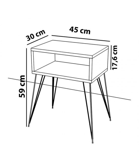 Κομοδίνο Naida pakoworld καρυδί-μαύρο 45x30x59εκ