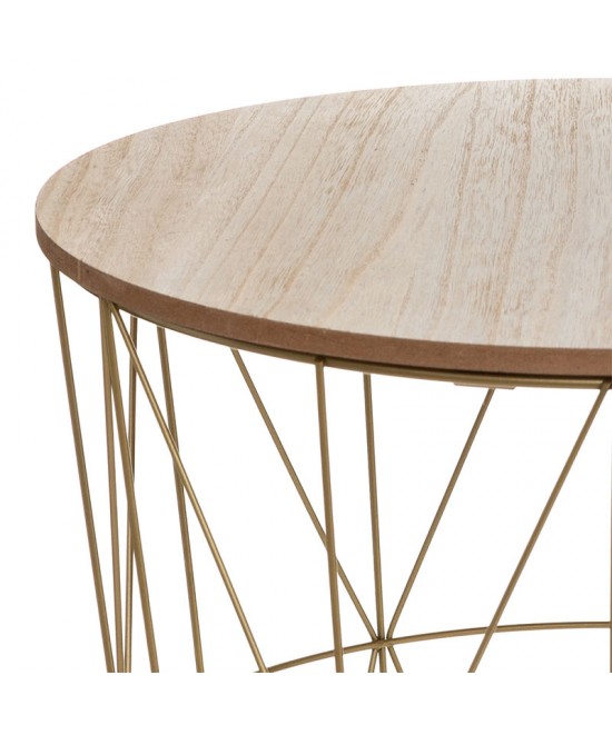 Τραπέζι σαλονιού Kumi pakoworld oak-χρυσό Φ41x40εκ Τραπέζι σαλονιού Kumi pakoworld oak-χρυσό Φ41x40εκ