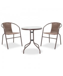 Τραπεζαρία Watson-Obbi σετ 3τεμ pakoworld μέταλλο-pe καφέ