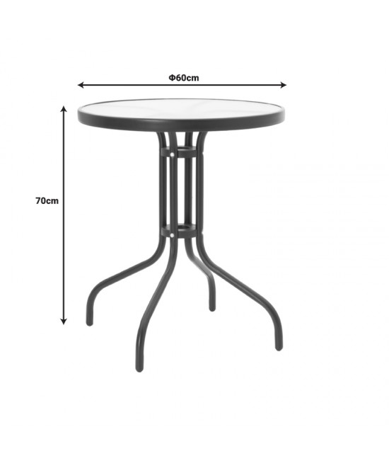 Τραπεζαρία κήπου Calan-Watson σετ 3τεμ pakoworld μέταλλο μαύρο-textilene γκρι