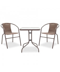 Τραπεζαρία Obbi-Watson σετ 3τεμ pakoworld μέταλλο-pe καφέ