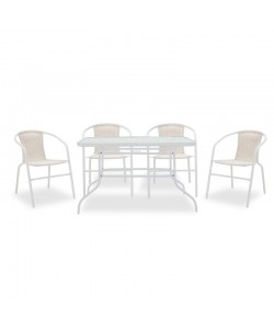 Τραπεζαρία Valor-Obbi I σετ 5τεμ pakoworld μέταλλο-pe λευκό