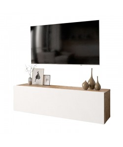 Έπιπλο τηλεόρασης επιτοίχιο Serit pakoworld λευκό-oak 100x31,5x29,5εκ