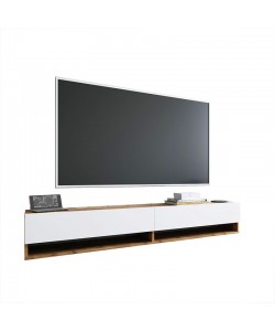 Έπιπλο τηλεόρασης επιτοίχιο Handra pakoworld λευκό-oak 180x31,5x29,5εκ