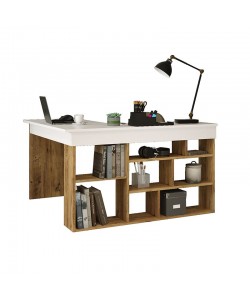Γραφείο γωνιακό Rosaline pakoworld λευκό-oak 120x129x72εκ