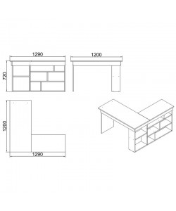 Γραφείο γωνιακό Rosaline pakoworld λευκό-oak 120x129x72εκ