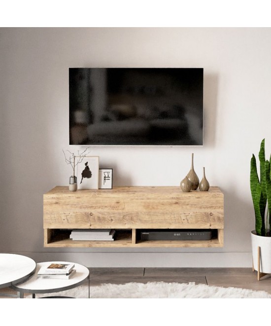 Έπιπλο τηλεόρασης επιτοίχιο Roscoe pakoworld oak 100x31,5x29,5εκ