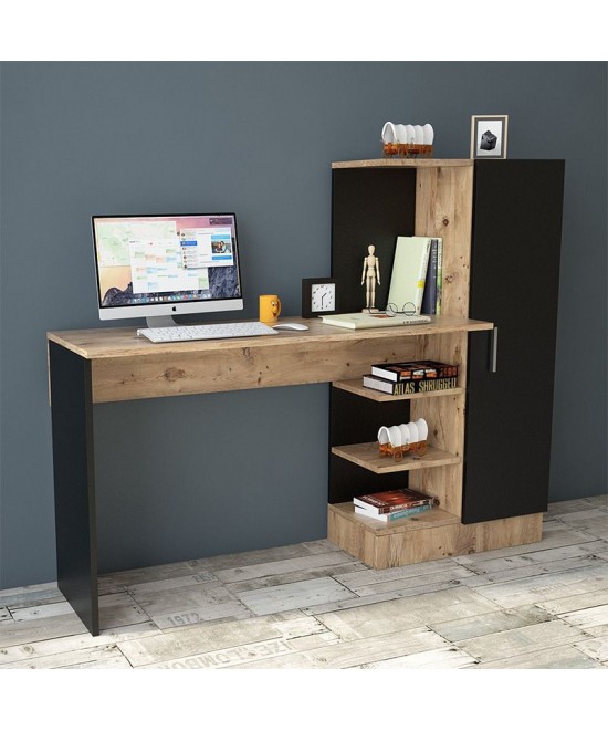 Γραφείο-ραφιέρα Kary pakoworld μαύρο-oak 152,5x40x120εκ Γραφείο-ραφιέρα Kary pakoworld μαύρο-oak 152,5x40x120εκ