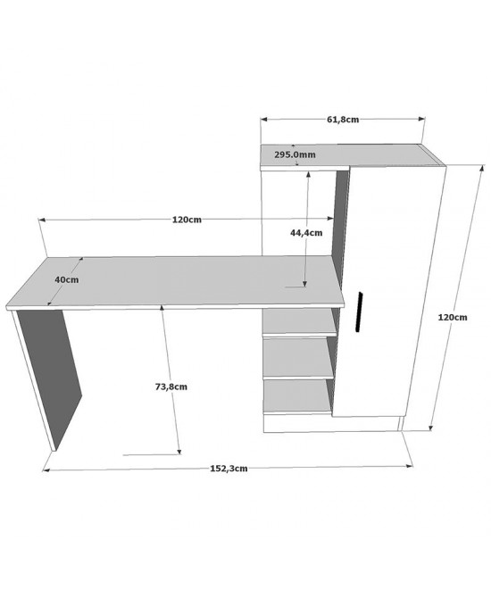 Γραφείο-ραφιέρα Kary pakoworld μαύρο-oak 152,5x40x120εκ Γραφείο-ραφιέρα Kary pakoworld μαύρο-oak 152,5x40x120εκ