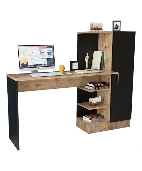 Γραφείο-ραφιέρα Kary pakoworld μαύρο-oak 152,5x40x120εκ Γραφείο-ραφιέρα Kary pakoworld μαύρο-oak 152,5x40x120εκ