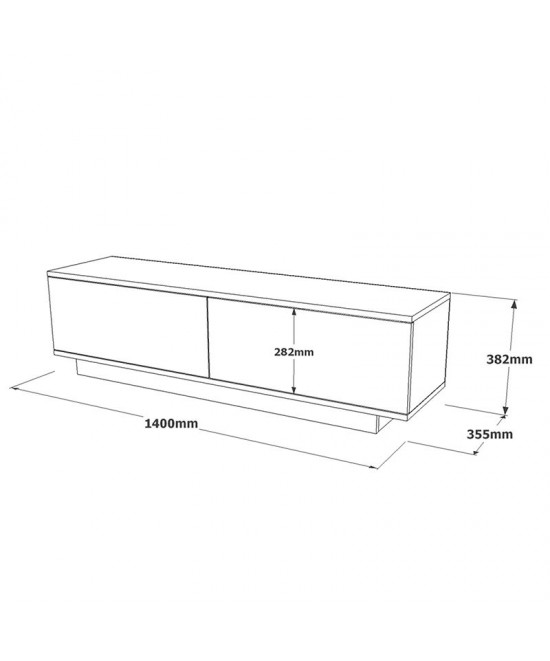 Έπιπλο τηλεόρασης Zoeva pakoworld γκρι cemento 140x35,5x38εκ