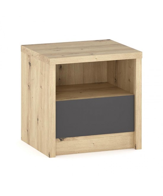 Κομοδίνο Lavinia pakoworld ανθρακί-sonoma 46.5x39.5x45.5εκ