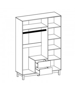 Ντουλάπα Awell pakoworld τρίφυλλη sonoma-λευκό 153.5x54.5x216εκ