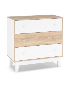 Συρταριέρα Awell pakoworld 3ων συρταριών sonoma-λευκό 90x44x88,5εκ