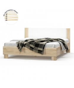 Κρεβάτι διπλό Geneva pakoworld φυσικό-λευκό 160x200εκ